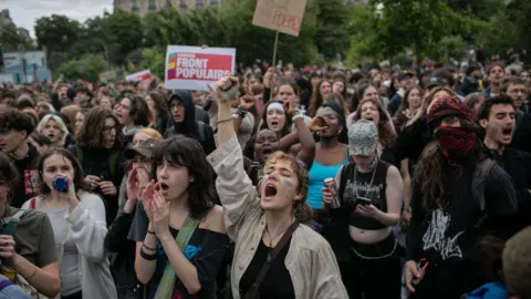 Getty Images A protest supporting the Front Populaire in Paris