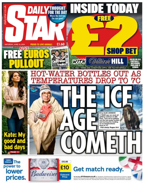 The headline in the Daily Star reads: "The ice age cometh"