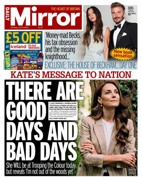 The headline on the front page of the Daily Mirror reads: "There are good days and bad days"