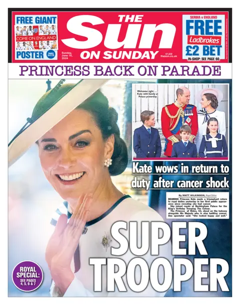 The headline in the Sun on Sunday reads: "Super trooper"