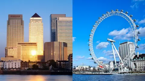 Getty Images One Canada Square and the London Eye