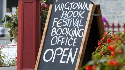 Wigtown Book Festival Sign advertising the Wigtown book festival