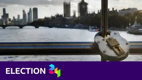 Getty Images Padlock fastened to a bridge near Parliament