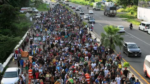 Getty Images Migrants heading towards the US