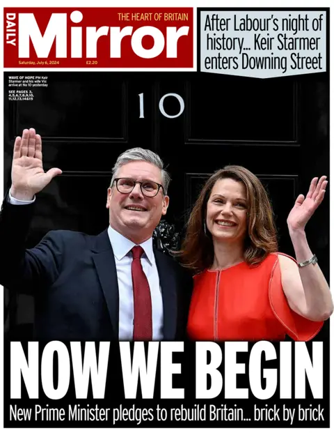 Front page of the Daily Mirror for 6 July