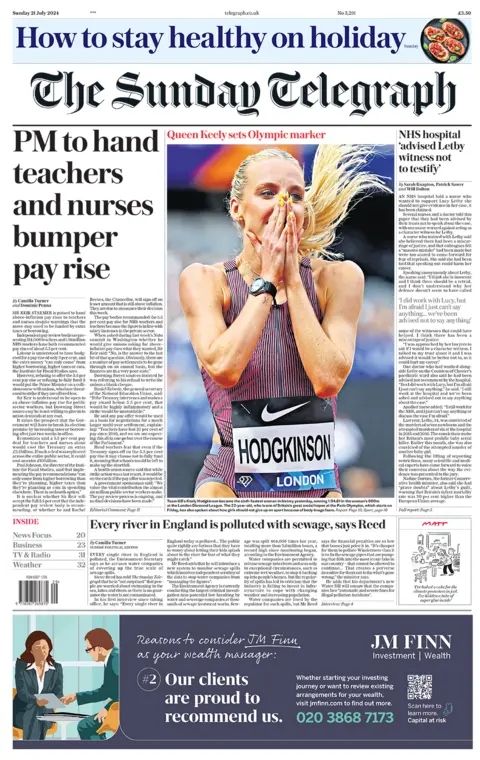 The headline on the front page of the Sunday Telegraph read: "PM to hand teachers and nurses bumper pay rise 