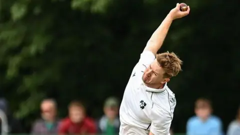 Getty Images  Barry McCarthy of Ireland bowling during day one of the Test Match between Ireland and Zimbabwe at Stormont in Belfast.