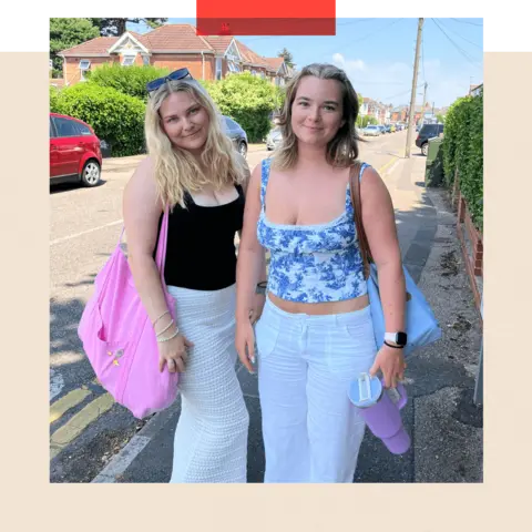 Liv Potter (left), 21, and Liv Dixon (right), 20, in Winton, Bournemouth