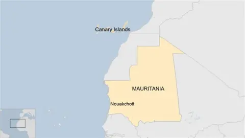 Map of Mauritania and Canary Islands