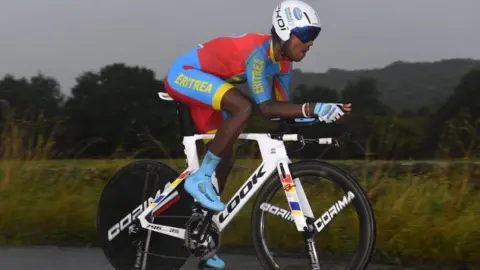 Getty Images Biniam Girmay during the 2019 UCI Road World Championships.