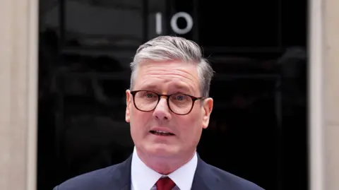 PA Media Newly elected Prime Minister Sir Keir Starmer gives a speech at his official London residence at No 10 Downing Street for the first time 