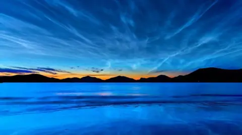 Mr C/BBC Weather Watchers Noctilucent clouds at Horgabost beach in the Western Isles