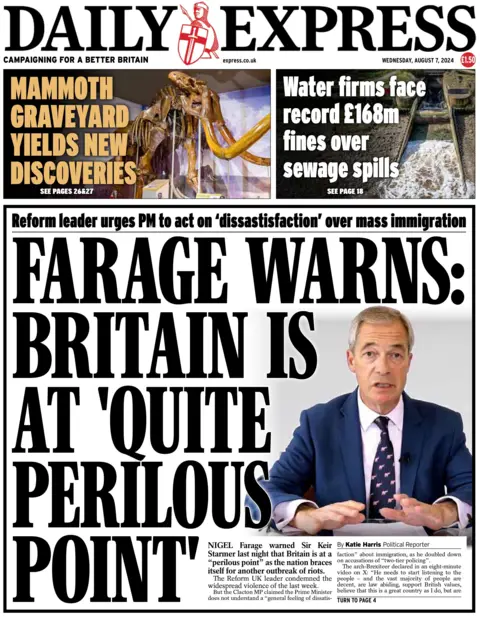 Daily Express: Farage warns Britain is at quite perilous point