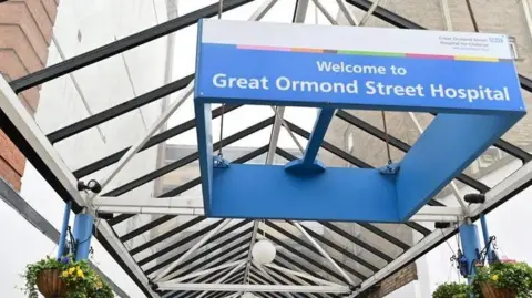 Getty Images Entrance to Great Ormond Street Children's Hospital, with a sign reading "Welcome to Great Ormond Street Hospital"