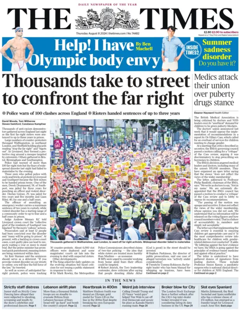 The Times: Thousands take to street to confront the far right