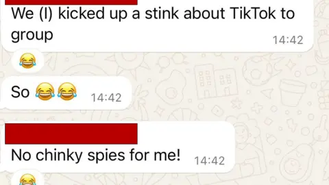 A screen grab of the WhatsApp exchange