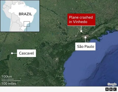 Brazil plane crash map