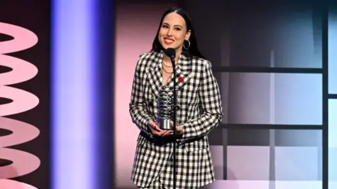 Getty Images Meena Harris speaks onstage during the 28th Annual Webby Awards at Cipriani Wall Street on May 13 in New York City