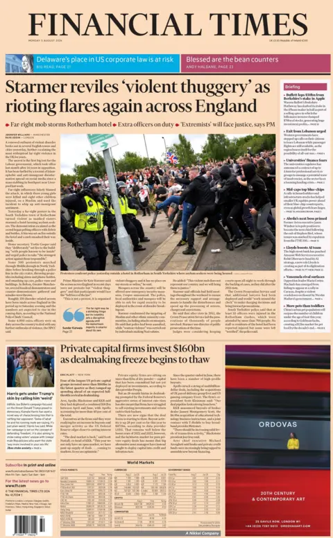 Financial Times: Starmer reviles violent thuggery as rioting flares again across England