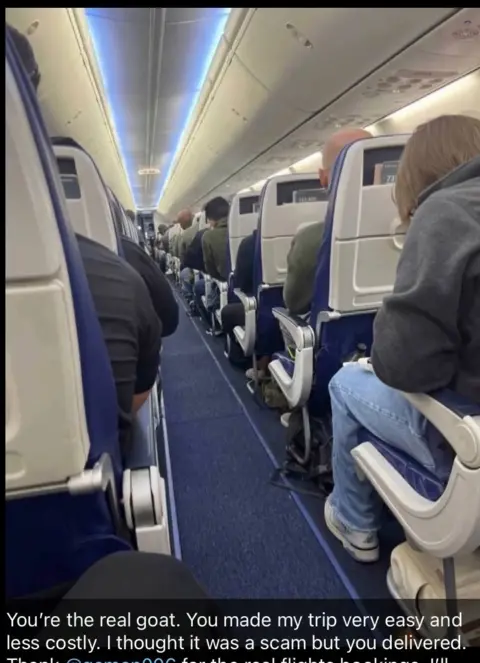 A picture of the inside of an aeroplane cabin