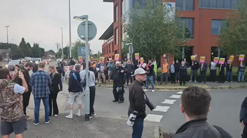 In Chatham scenes boiled over at one point after union jacks were waved and two people were arrested as scuffles broke out with Kent Police