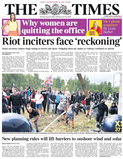 The Times: Riot inciters face 'reckoning'