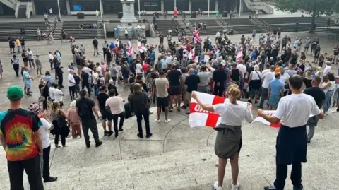 Hundreds of protesters in Portsmouth's Guildhall Square