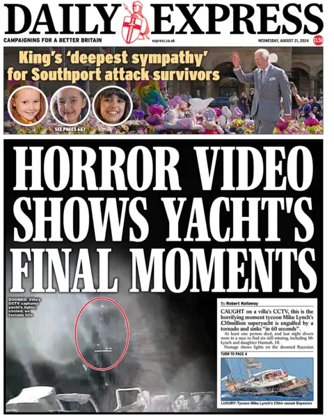 The Express front page, 21 August