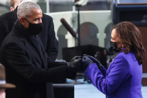 Getty Images Obama and Harris at the inauguration in 2021