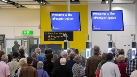 Getty Images Passport control at Gatwick Airport