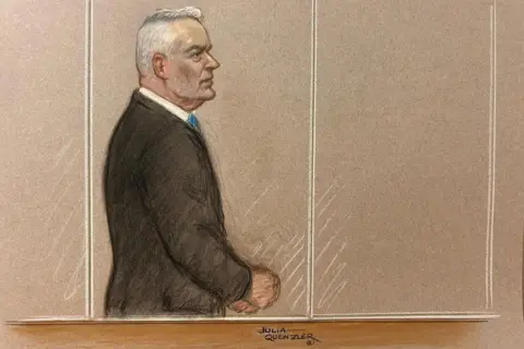 Julia Quenzler A court sketch showing Huw Edwards