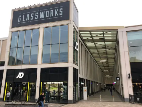 Exterior of The Glass Works shopping centre in Barnsley