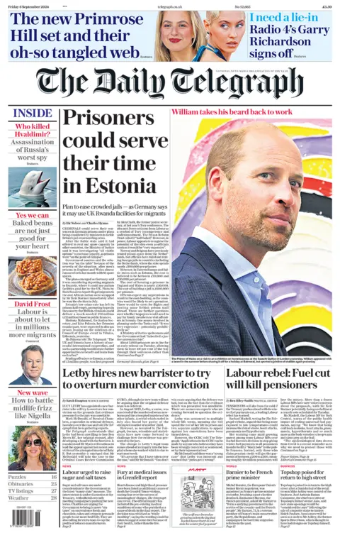 The headline in the Telegraph reads: "Prisoners could serve their time in Estonia". 