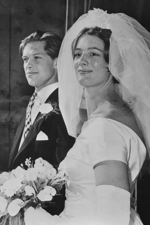 Getty Images Peter Jay and Margaret Callaghan at their wedding