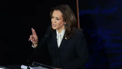 Getty Images Kamala Harris speaks at her first presidential debate with Donald Trump on Tuesday