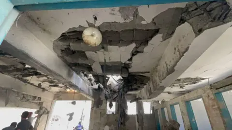 Damage at the school in Gaza City