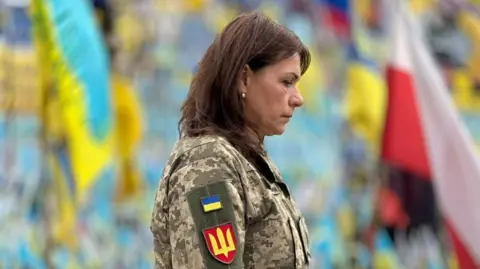 A small crowd remembered Ukraine's fallen soldiers on Tuesday in Maidan Square in Kyiv