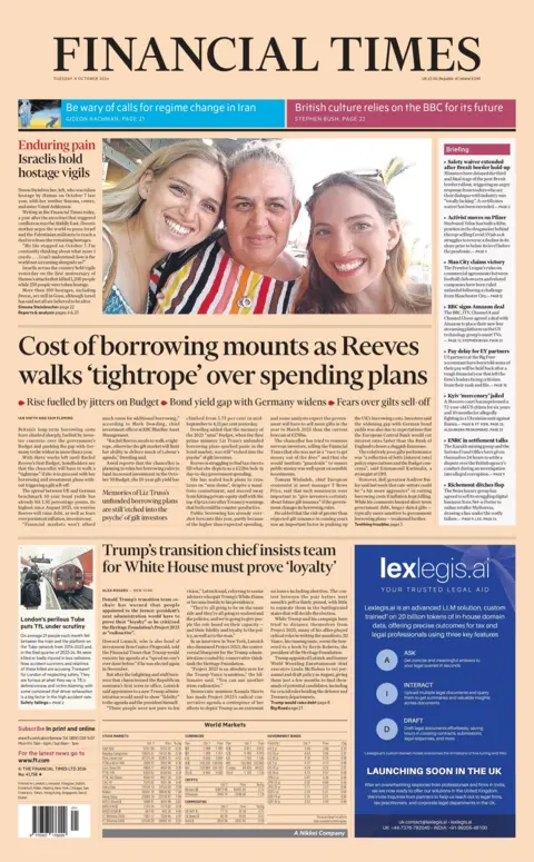 Front page of The Financial Times