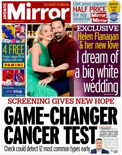 Front page of the Sunday Mirror