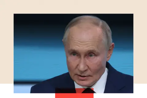 Getty Images Russian President Vladimir Putin delivering a speech