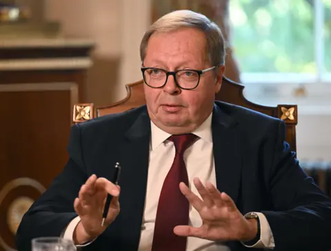 Russian ambassador Andrei Kelin during interview with Laura Kuenssberg