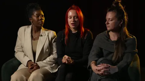 From left: Tamar Mujanay and directors Sophie Compton and Daisy-May Hudson