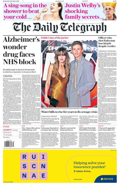 The headline in the Telegraph reads: "Alzheimer's wonder drug faces NHS block". 