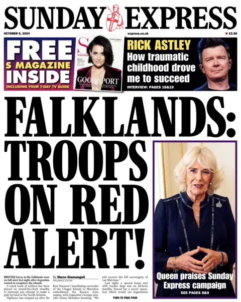 Front page of the Sunday Express