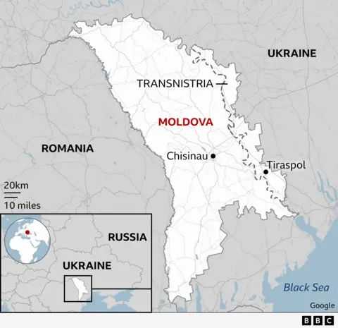 Map showing Moldova