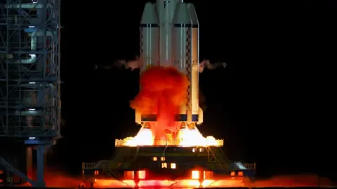 Reuters A Long March-2F rocket carrying the Shenzhou-19 spacecraft takes off from the Jiuquan Satellite Launch Center for a crewed mission to China's Tiangong space station, near Jiuquan, Gansu province, China