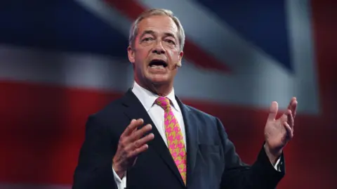 Reuters Nigel Farage making a speech.