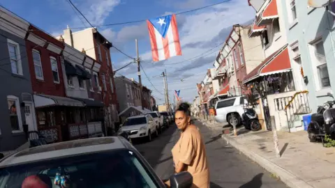 Getty Images Puerto Rican flag on a Philadelphia street. 