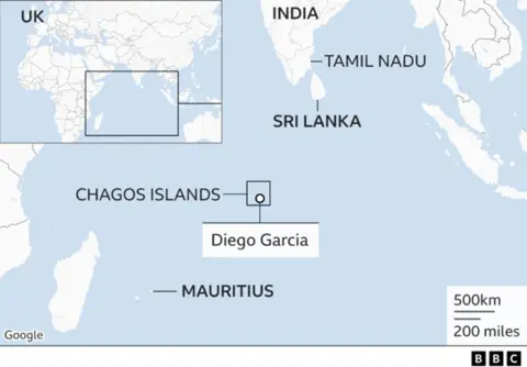 Map showing Diego Garcia