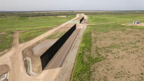 Getty Images Picture of border construction in Starr County in 2023. 